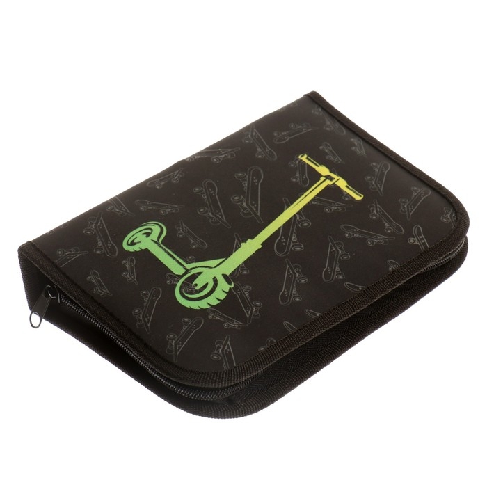 Пенал 1 секция 140 х 210 х 40 мм, откидной карман и косметичка, тканевый, Calligrata TOP Content Пенал 1 секция 140 х 210 х 40 мм, откидной карман и косметичка, тканевый, Calligrata TOP Content "Самокат"