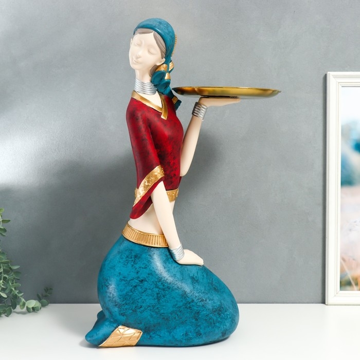 Сувенир полистоун подставка  Сувенир полистоун подставка "Девушка в африканском наряде" d=23 см 68х40,5х26 см