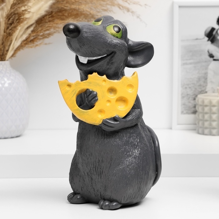 Копилка Копилка "Крыса с сыром" темно-серая, 24х16х14см