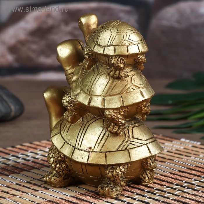 Нэцке полистоун под бронзу Нэцке полистоун под бронзу "Черепахи пирамида" 10х5,5х8,5 см