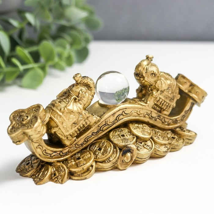 Нэцке полистоун под бронзу Нэцке полистоун под бронзу "2 слона на жезле Жуи с кристаллом" 5х4,5х12,5 см 222768