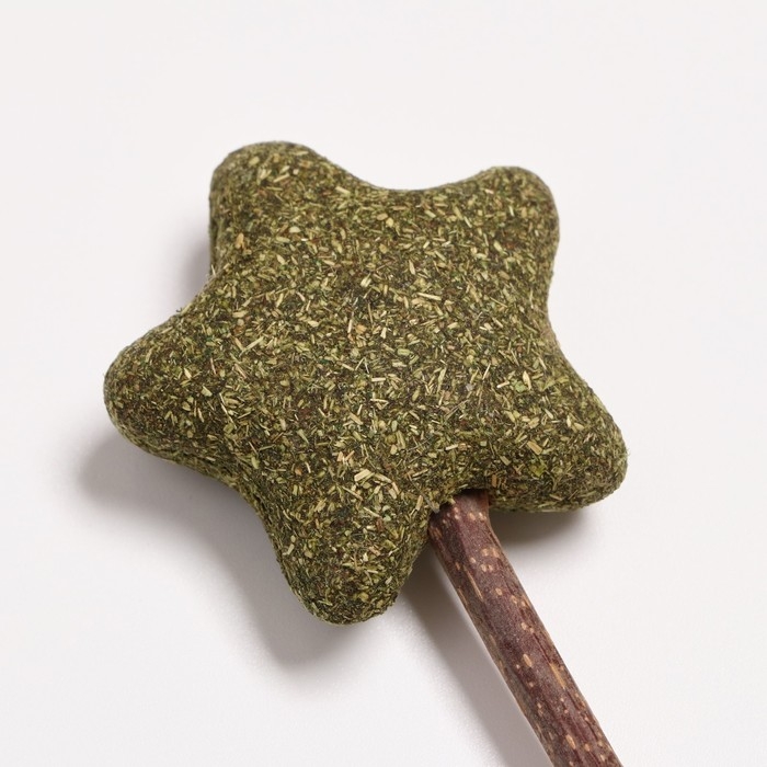 Игрушка для кошек из кошачьей мяты  Игрушка для кошек из кошачьей мяты "Звезда" на палочке из мататаби, 13,5 см