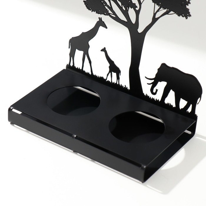 Подсвечник металл на 2 свечи Подсвечник металл на 2 свечи "Жирафы Африки" чёрный 15,2х15х6,8 см