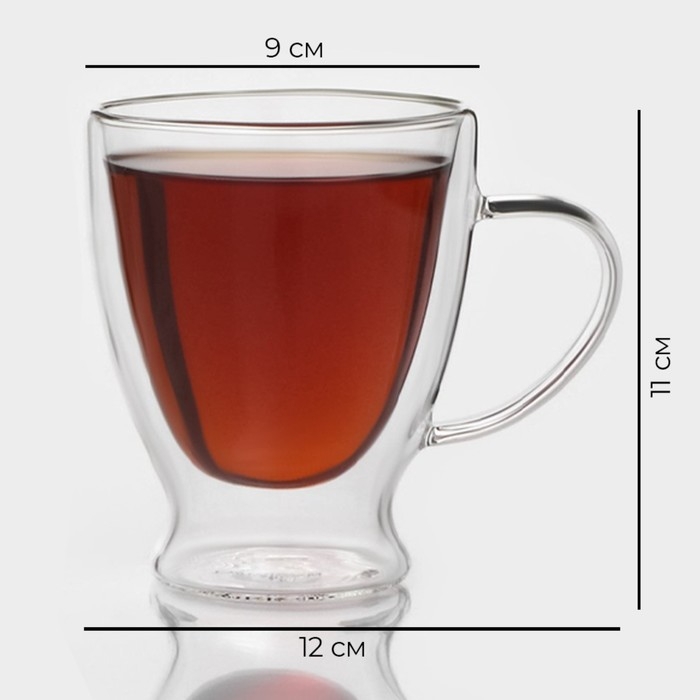 Набор стеклянных кружек с двойными стенками Magistro «Капучино», 300 мл, 12×9×11 см, 2 шт Набор стеклянных кружек с двойными стенками Magistro «Капучино», 300 мл, 12×9×11 см, 2 шт