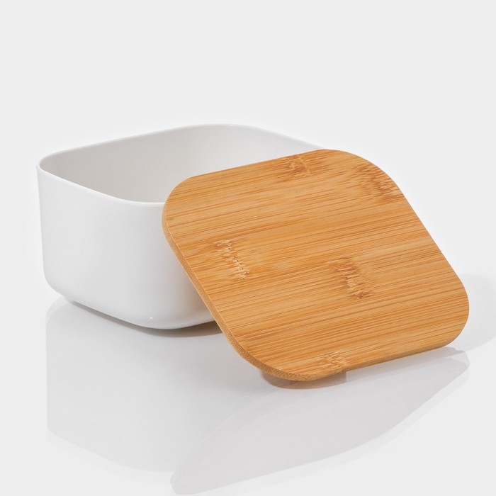 Контейнер для хранения с крышкой LaDо́m «Натурэль», 12,5×11,5×6,5 см, цвет белый Контейнер для хранения с крышкой LaDо́m «Натурэль», 12,5×11,5×6,5 см, цвет белый