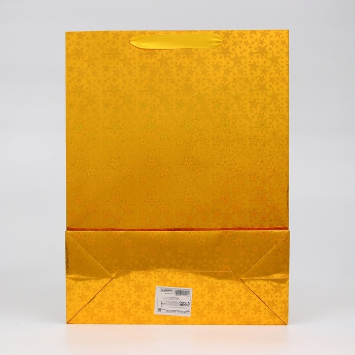 Пакет подарочный, фольгированный, упаковка, с окном "Сердце", "Золотой", L 40 х 30 х 13 см