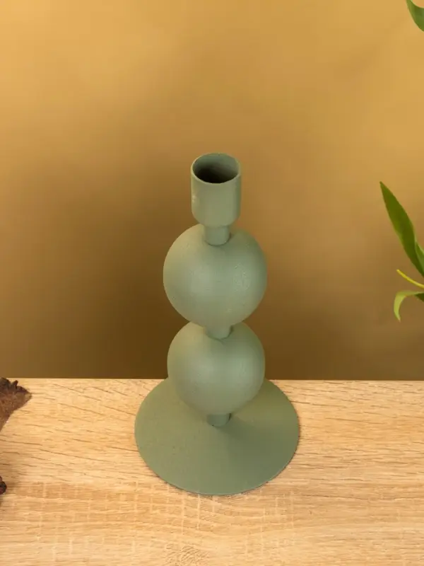 Подсвечник на 1 свечу текстурный  Подсвечник на 1 свечу текстурный "Болотный" с 2 сферами 8,5х8,5х18 см