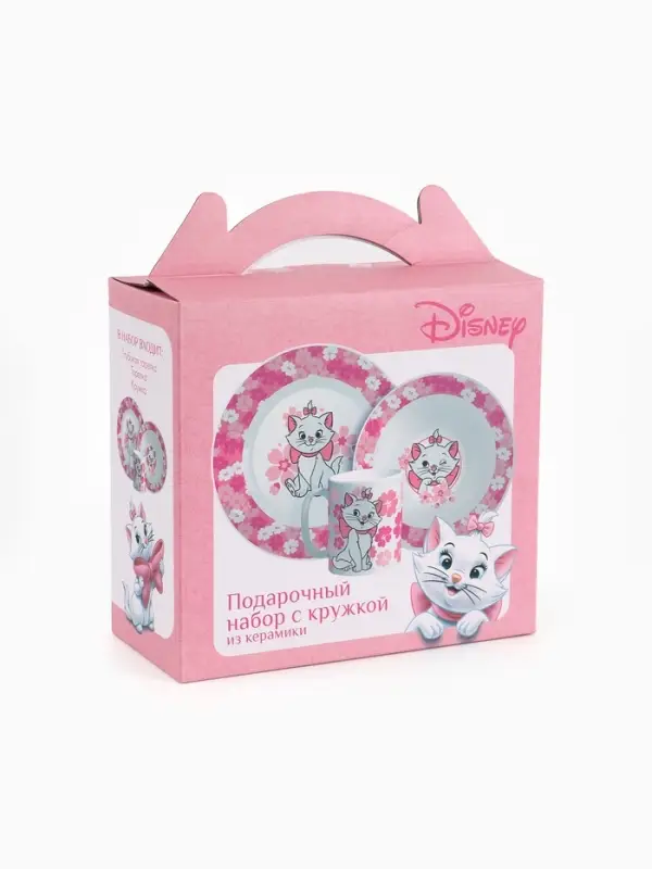 Набор посуды керамической детской, 3 предмета: кружка 200 мл, тарелка 19 см, салатник 250 мл, &laquo;Кошечка Мари&raquo;, Коты Аристократы