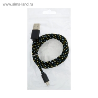 Кабель Defender USB08-03T, USB - microUSB, 1 м, тканевая оплётка, чёрный