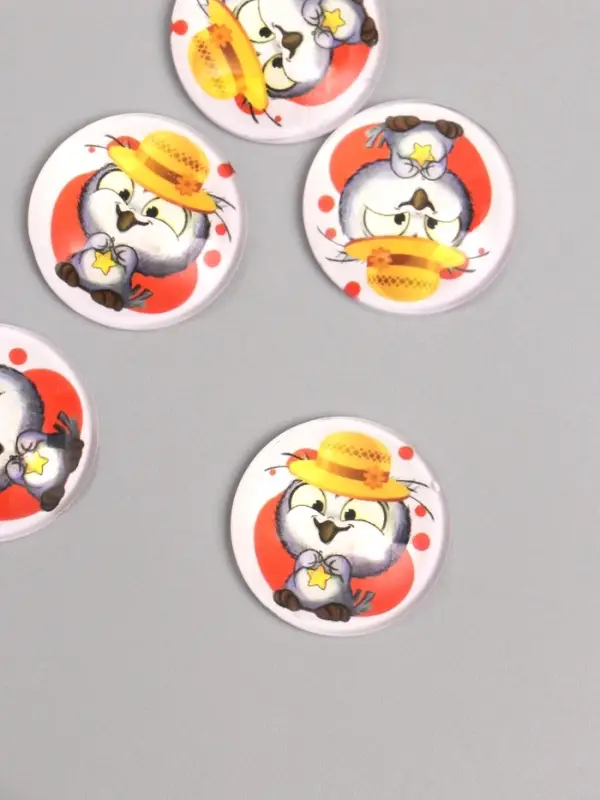 Кабошон стекло для творчества Кабошон стекло для творчества "Круг. Совушка в шляпке" 3х3 см