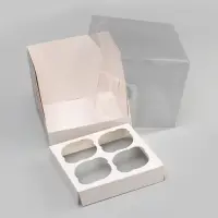 Коробка для 4 капкейков, белая 16&times;16&times;14 см