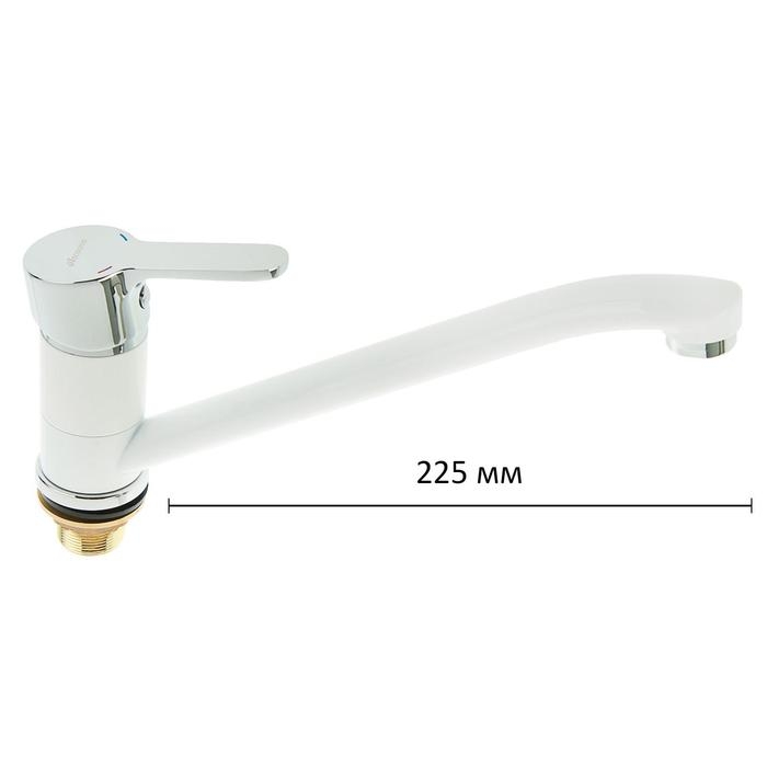 Cмеситель для кухни Accoona A4167G, однорычажный, с гайкой, силумин, белый Cмеситель для кухни Accoona A4167G, однорычажный, с гайкой, силумин, белый