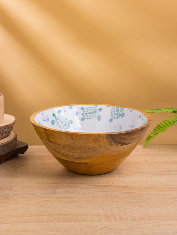 Салатник "Черепаха и цветы" дерево манго 25х25х10 см