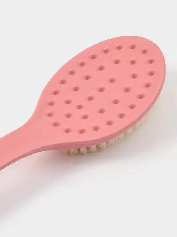 Щётка банная на ручке Доляна, массажёр, 33&times;6 см, розовая