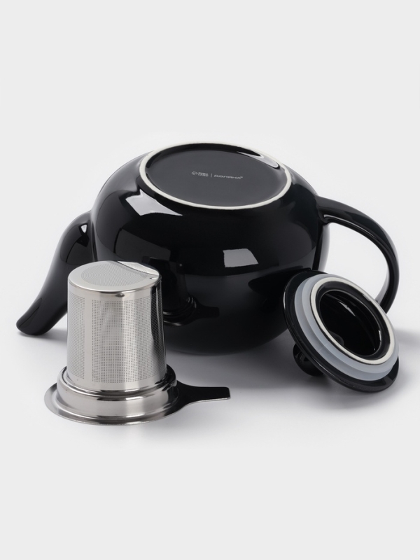 Чайник заварочный «Глянец», 1100 мл, черный, металл сито Чайник заварочный «Глянец», 1100 мл, черный, металл сито