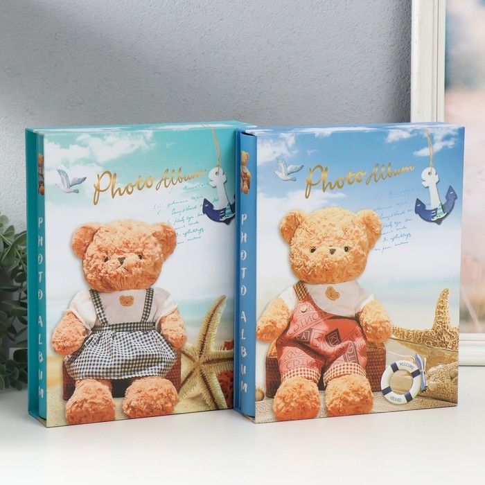 Фотоальбом на 200 фото 10х15 см Фотоальбом на 200 фото 10х15 см "Мишка на море" МИКС 26х20,5х5,6 см