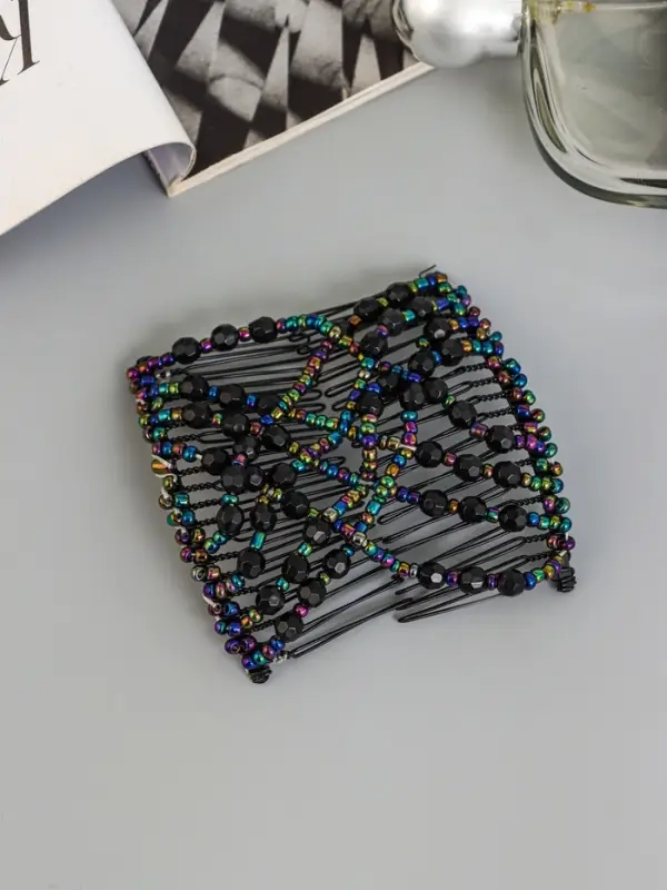 Зажим для волос &laquo;Сетка&raquo;, шарики грани, 9.5 см, чёрный