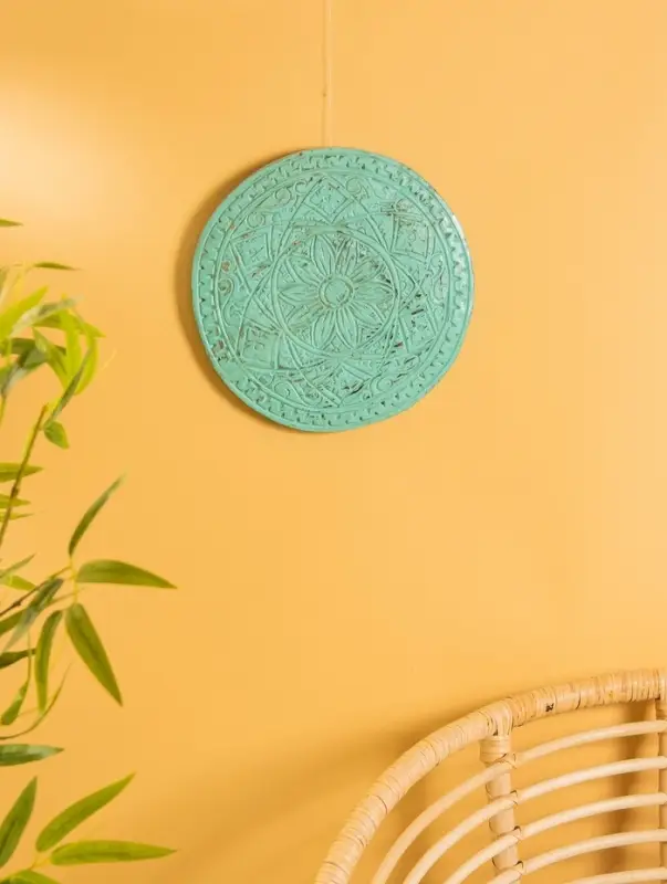 Панно  Панно " Мандала" дерево, 30х30х2 см, цв. бирюзовый