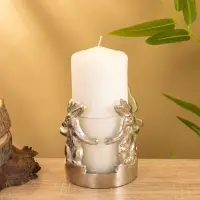 Подсвечник со стеклом &laquo;Влюбленные зайцы&raquo;, 8.5&times;8.5&times;9 см, алюминий