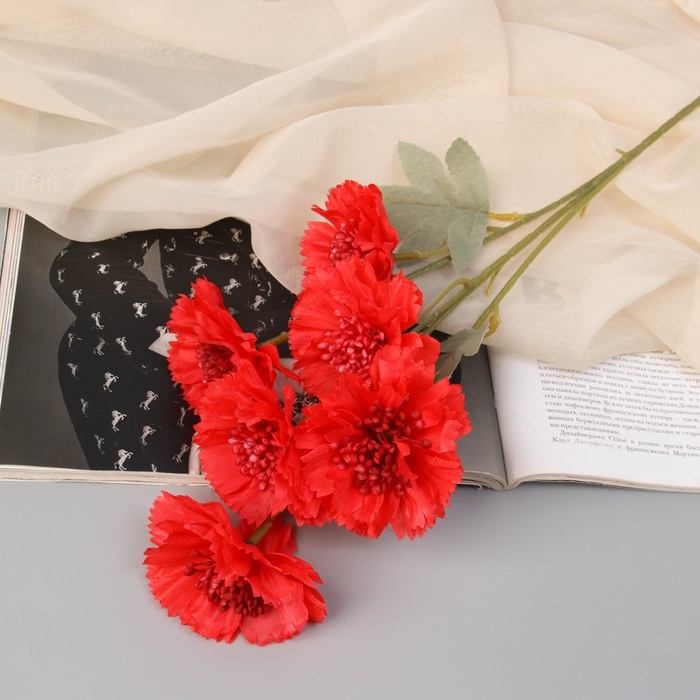 Цветы искусственные Цветы искусственные "Гвоздика каспар галант" 58х7 см, красный