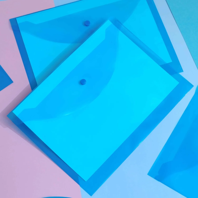 Папка-конверт на кнопке А4 КНК 120 синий прз. 10шт/уп