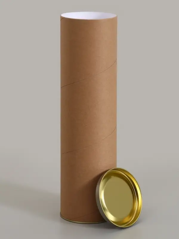 Тубус 92&times;340 мм (320 мм внутр. высота), под бутылку/футболку, картон, металлическая крышка