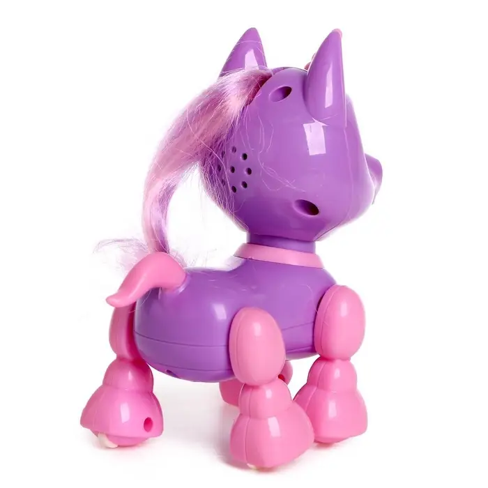Робот единорог &laquo;Питомец&raquo; IQ BOT, интерактивный: с записью звуков, реагирует на хлопки, звук, свет, на батарейках, фиолетовый
