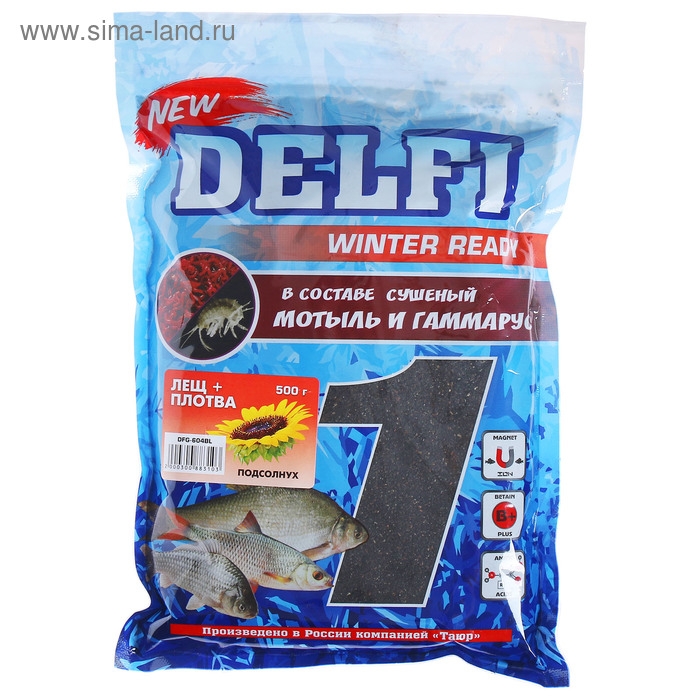 Прикормка зимняя увлажненная DELFI ICE Ready, лещ - плотва, подсолнух, 500 г Прикормка зимняя увлажненная DELFI ICE Ready, лещ - плотва, подсолнух, 500 г