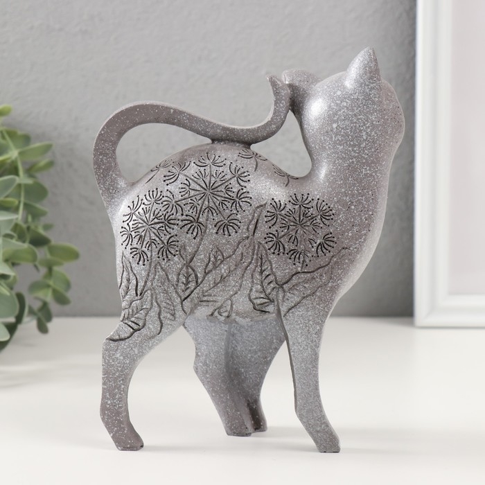 Сувенир полистоун Сувенир полистоун "Серая кошечка с узорами" 5,5х14х17,5 см