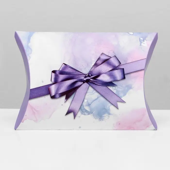 Коробка складная, подушка, «Фиолетовый бант» 19×14×4 см Коробка складная, подушка, «Фиолетовый бант» 19×14×4 см