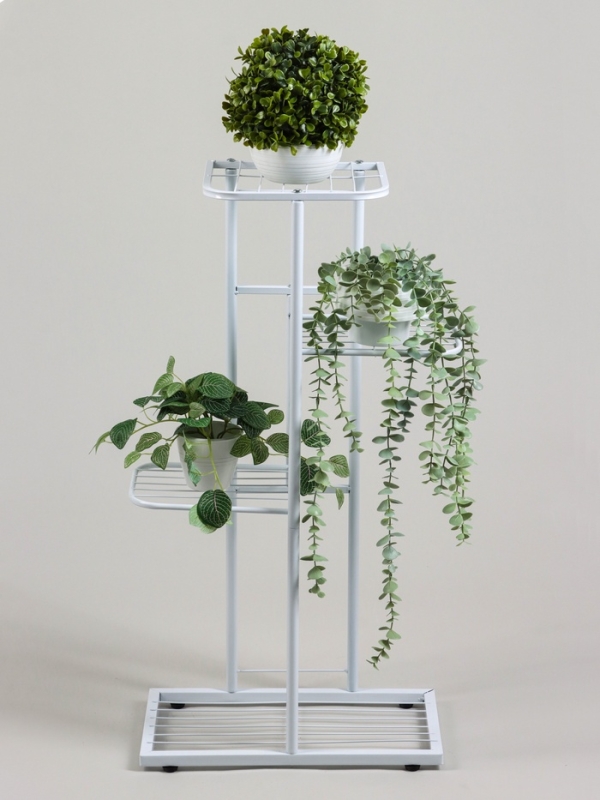 Подставка для цветов Greengo, 4 полки, 43 × 22 × 82 см, напольная, металл, белая Подставка для цветов Greengo, 4 полки, 43 × 22 × 82 см, напольная, металл, белая