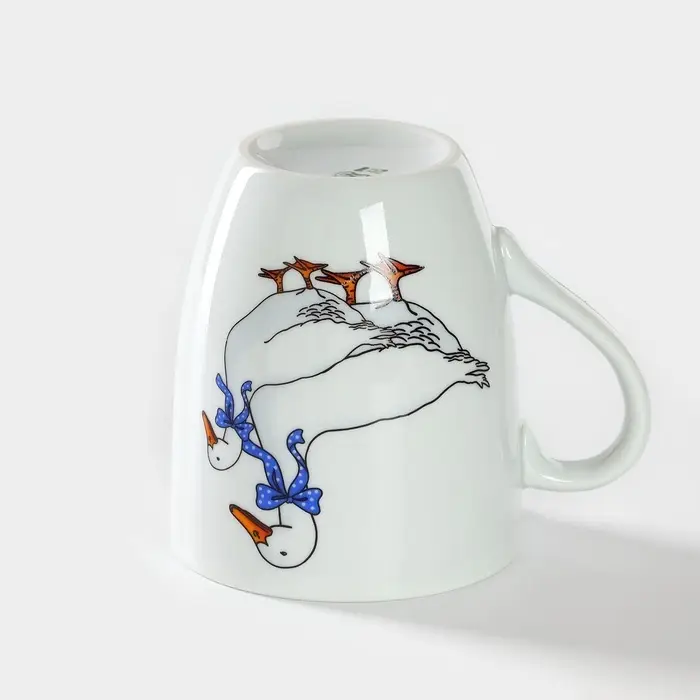 Кружка Добрушский завод &laquo;Гуси&raquo;, 300 мл, фарфор, белая