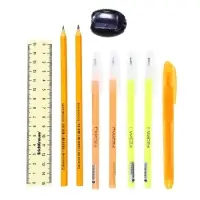 Набор канцелярский 10 предметов (Пенал-тубус 65×210 мм, ручки 4 штуки цвет синий, линейка 15 см, точилка, карандаш 2 штуки, текстовыделитель), персиковый Набор канцелярский 10 предметов (Пенал-тубус 65×210 мм, ручки 4 штуки цвет синий, линейка 15 см, точилка, карандаш 2 штуки, текстовыделитель), персиковый