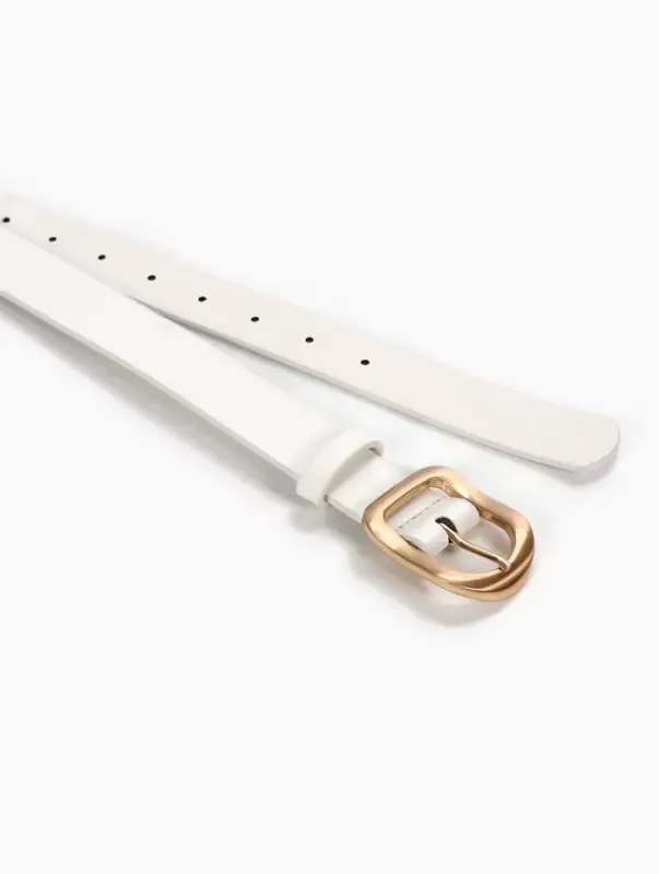 Ремень женский, 2.7&times;105 см, золотистая пряжка, 1 прокол, белый