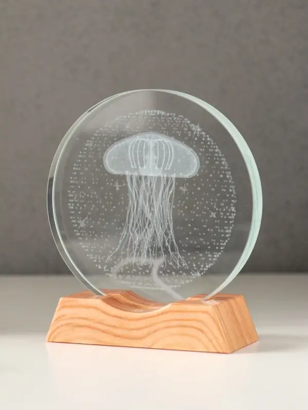 Сувенир стекло свет Сувенир стекло свет "Диск. Медуза" 5хLED d=10 см, USB 10х4х11,4 см