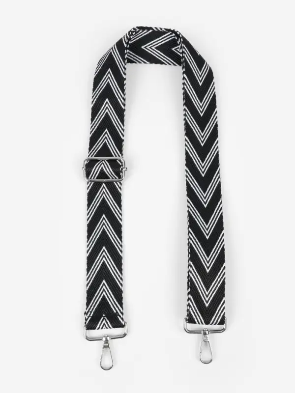 Ручка для сумки &laquo;Стрелки тройные&raquo;, с карабинами, 139&plusmn;3&times;3.8 см, чёрная, белая