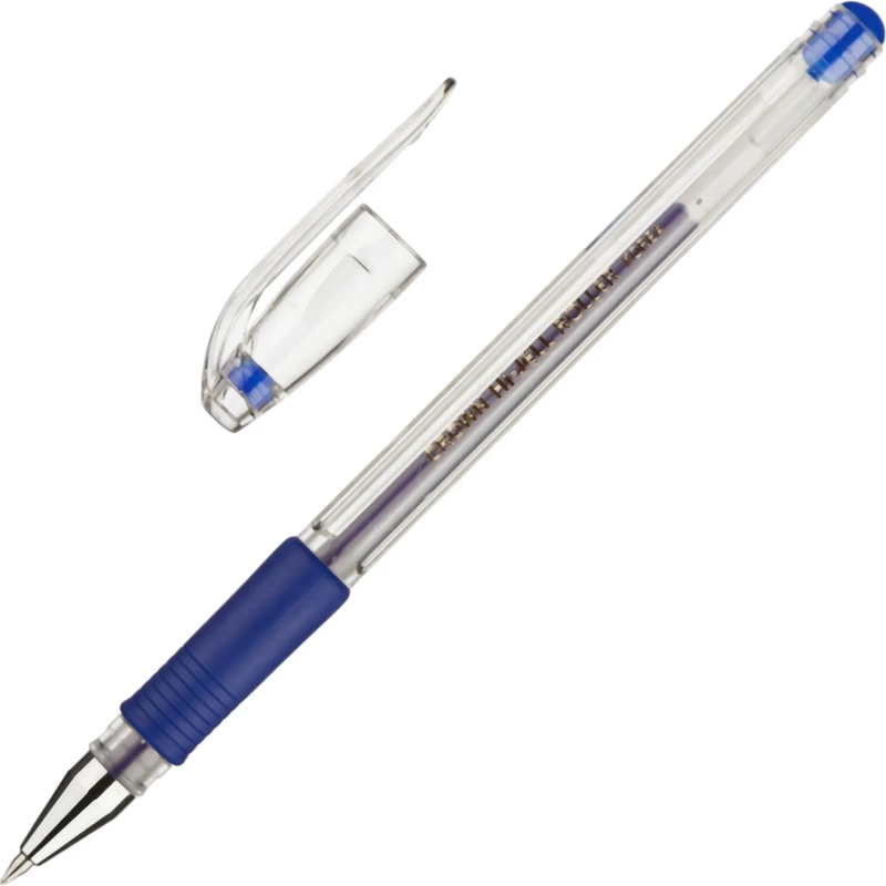 Ручка гелевая неавтомат. CROWN HJR-500R 0,5мм. рез. манж. синий