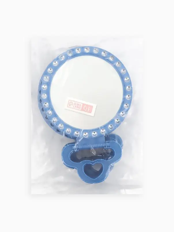 Зеркало настольное, настенное, круглое, 15&times;22 см, (d=12 см), синее