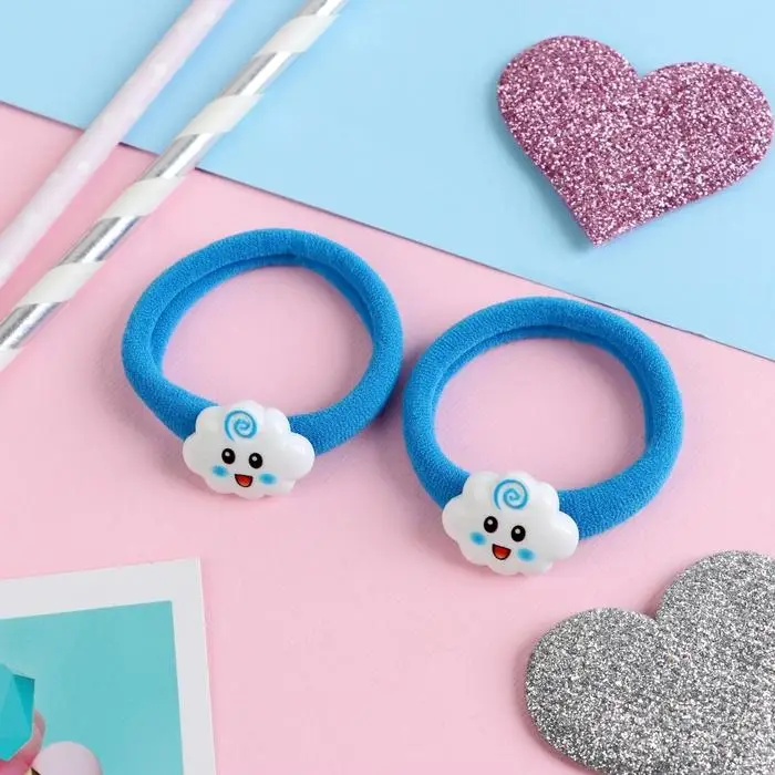 Резинка для волос "Кроха" (набор 2 шт) облачко, 3,5 см, бело-голубой