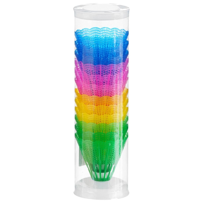 Волан для бадминтона, 12 шт., пластик, цвет МИКС Волан для бадминтона, 12 шт., пластик, цвет МИКС