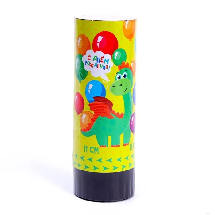 Хлопушка пружинная поворотная «С Днём Рождения», динозаврик, 11 см Хлопушка пружинная поворотная «С Днём Рождения», динозаврик, 11 см