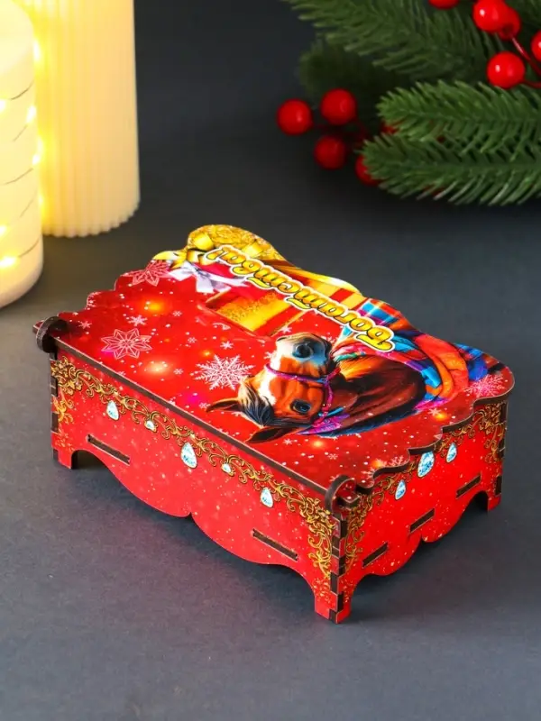 Шкатулка новогодняя "Богатства" 14х9,3х6 см