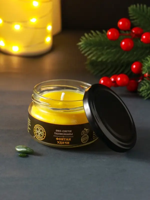 Свеча-эко магическая &laquo;Фонтан удачи&raquo;, из натурального воска, 7&times;5 см