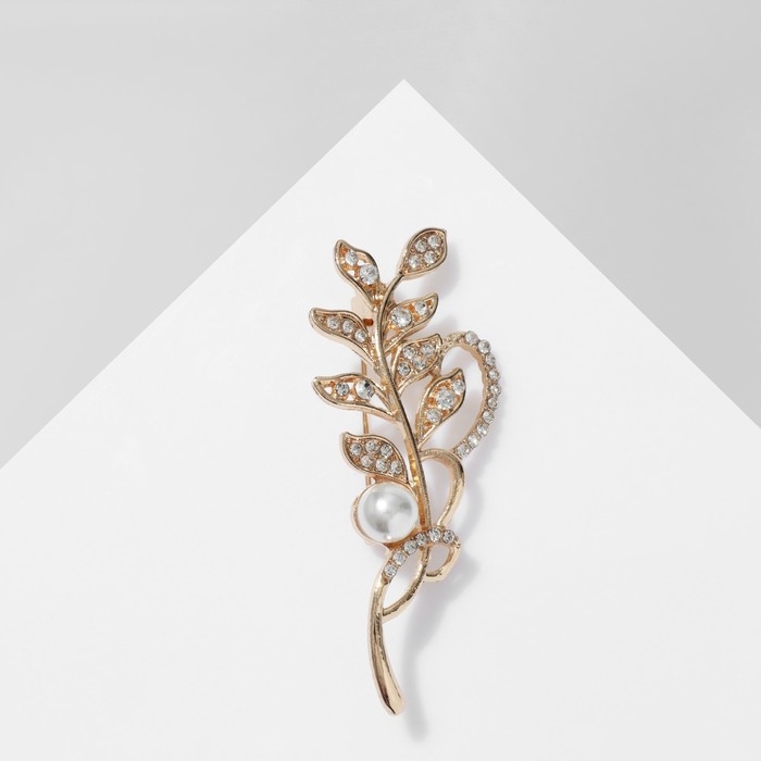 Брошь «Ветвь» с жемчужиной, цвет белый в золоте Брошь «Ветвь» с жемчужиной, цвет белый в золоте