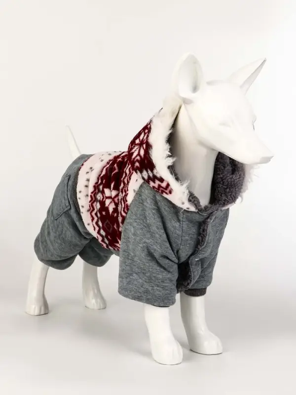 Комбинезон Комбинезон "Лапландия", с подкладом, размер L (ДС 35, ОГ 45, ОШ 35 см), серый/бордо