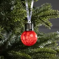 Ёлочный шар &laquo;Зимний узор красный&raquo;, d=5 см, 1 LED, от батареек AG13&times;3, свечение тёплое белое