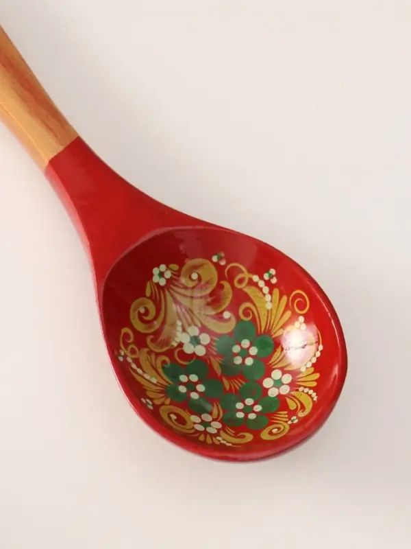 Ложка деревянная &laquo;Краснушка&raquo;, с плоским черенком, 20.2&times;6.2 см, хохлома, ручная роспись