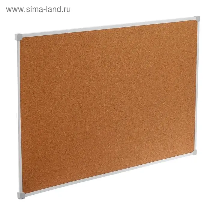 Доска пробковая, Calligrata, 60&times;90 см, в ПВХ рамке белого цвета, серые уголки