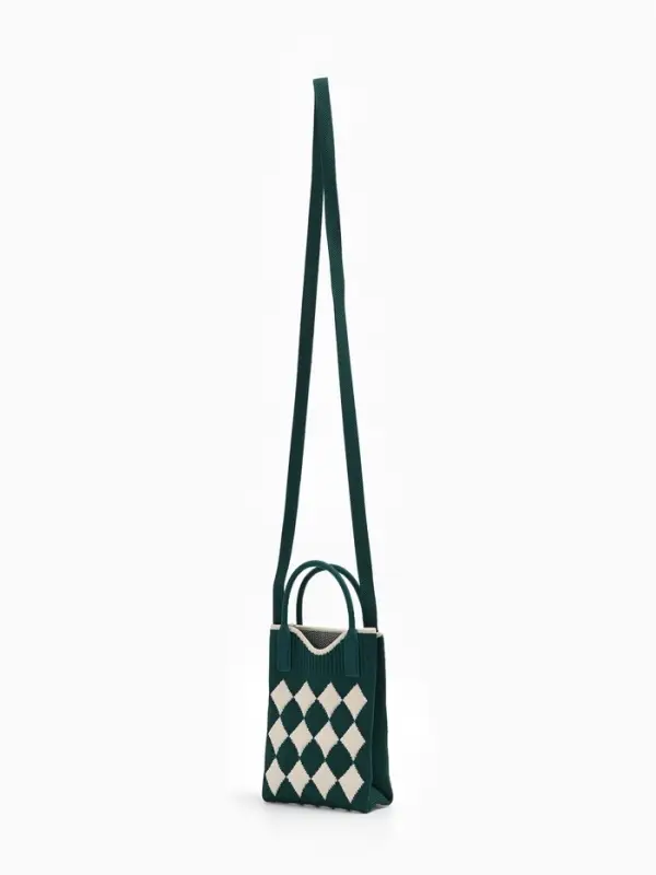 Сумка подр Ромбы, 12*4*17, отд на кнопке, дл ремень, зеленый Сумка подр Ромбы, 12*4*17, отд на кнопке, дл ремень, зеленый