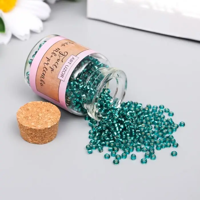 Бисер круглый 12/0 в бутылочке  Бисер круглый 12/0 в бутылочке "Морская волна" прозрачно-цветной 20 гр